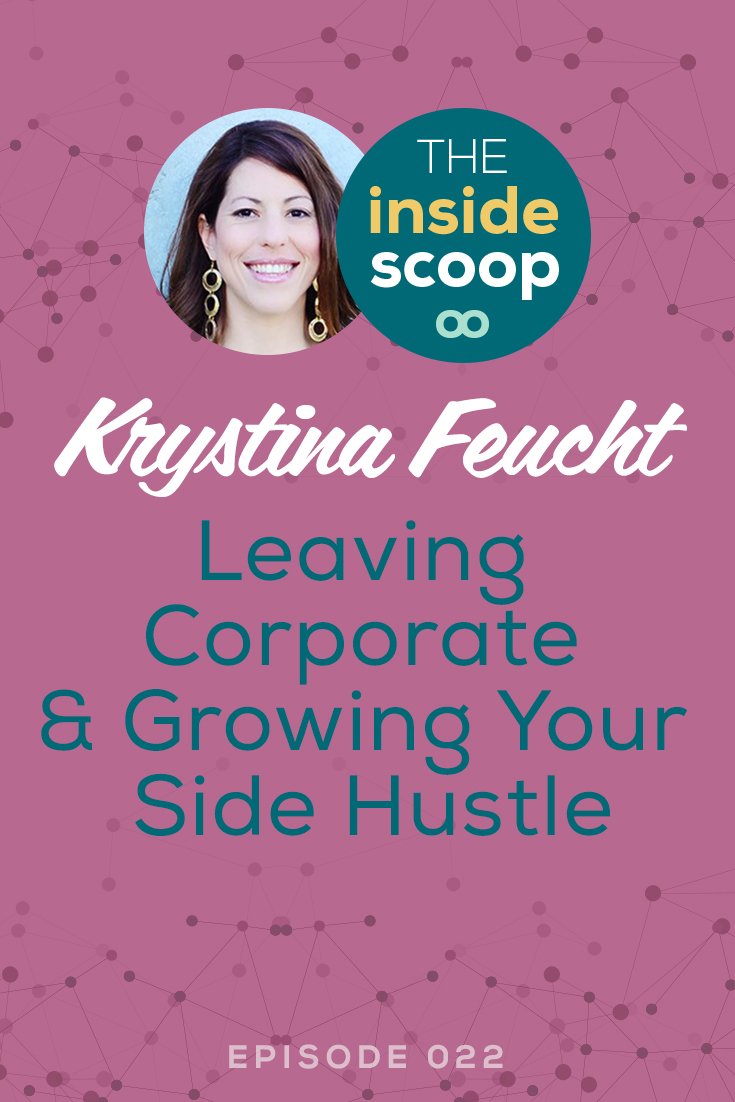Pin this + discover the real truth about growing your business as a side hustle from Krystina Feucht, former corporate gal who grew her marketing agency as a side business before going full-time entrepreneur. She shares how she grew her business with limited time to work on it, making the transition to full-time entrepreneur, and why community & referrals are key.