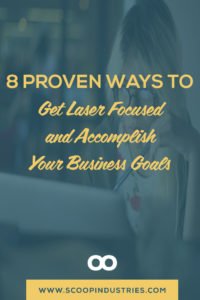 As an entrepreneur we can spend a lot of time plotting and planning out our business goals. But the flipside to all that is that it can quickly become a way for us to feel like we’re doing something when in reality we are avoiding what we actually need to do to. Sound familiar? *Pin this post to learn some of our favorite ideas to keep you focused on accomplishing your business goals* http://SCOOPINDUSTRIES.COM/accomplish-business-goals/